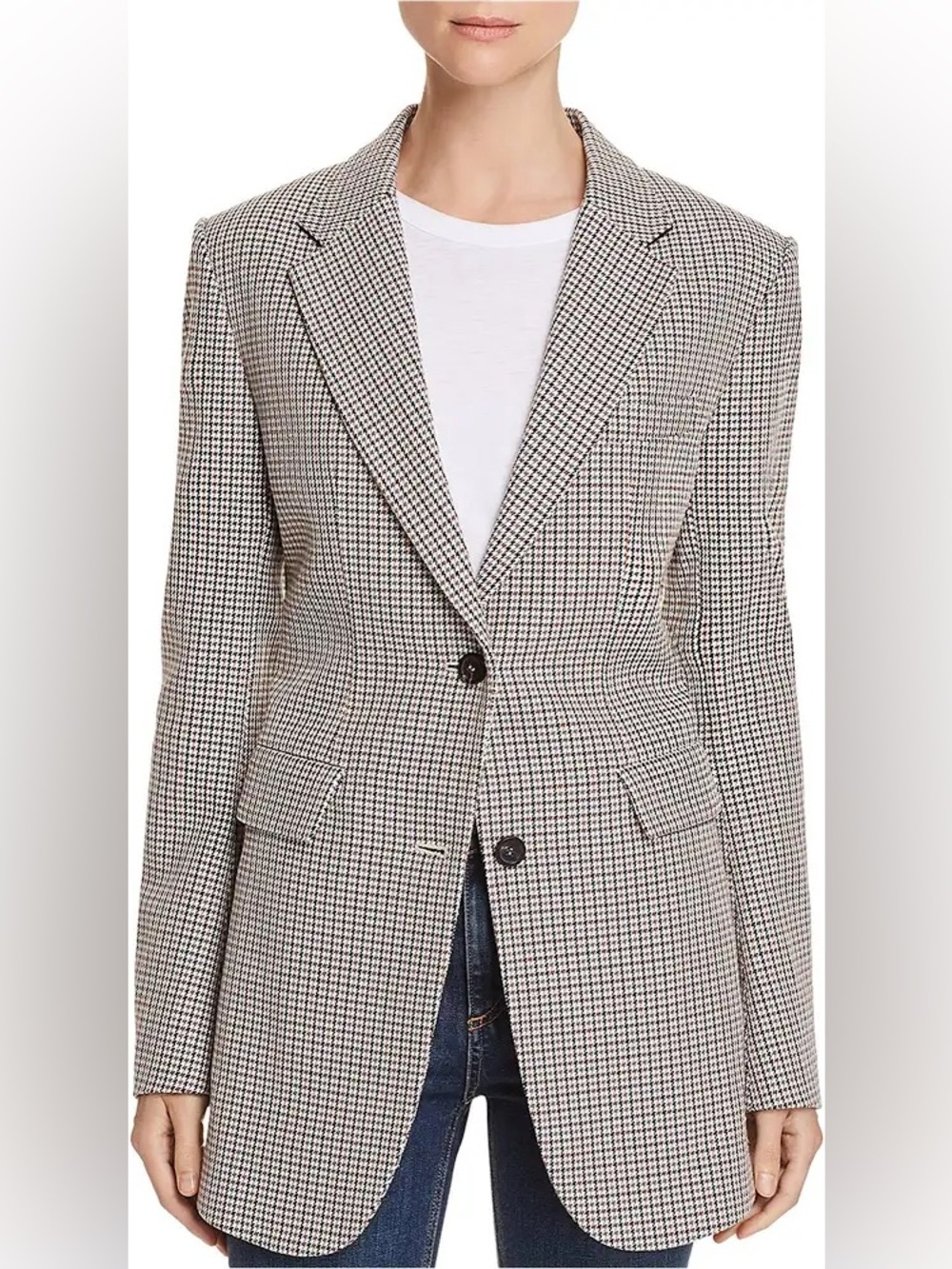 Theory Super Cinch Fremont Plaid Houndstooth Tailored Blazer